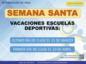 VACACIONES ESCUELAS DEPORTIVAS POR SEMANA SANTA