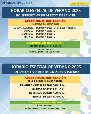 HORARIOS DE APERTURA VERANO 2025