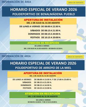 HORARIOS VERANO 2026