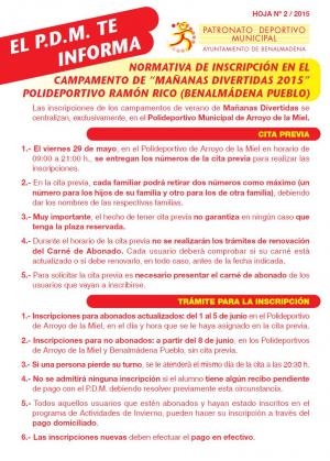 INSCRIPCIONES EN EL CAMPAMENTO DE "MAANAS DIVERTIDAS"