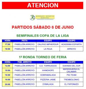 ATENCIN HORARIOS COPA DE LA LIGA Y TORNEO DE SAN JUAN DE JUAN